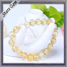 Perles de quartz jaune de bonne qualité avec bracelet de trou